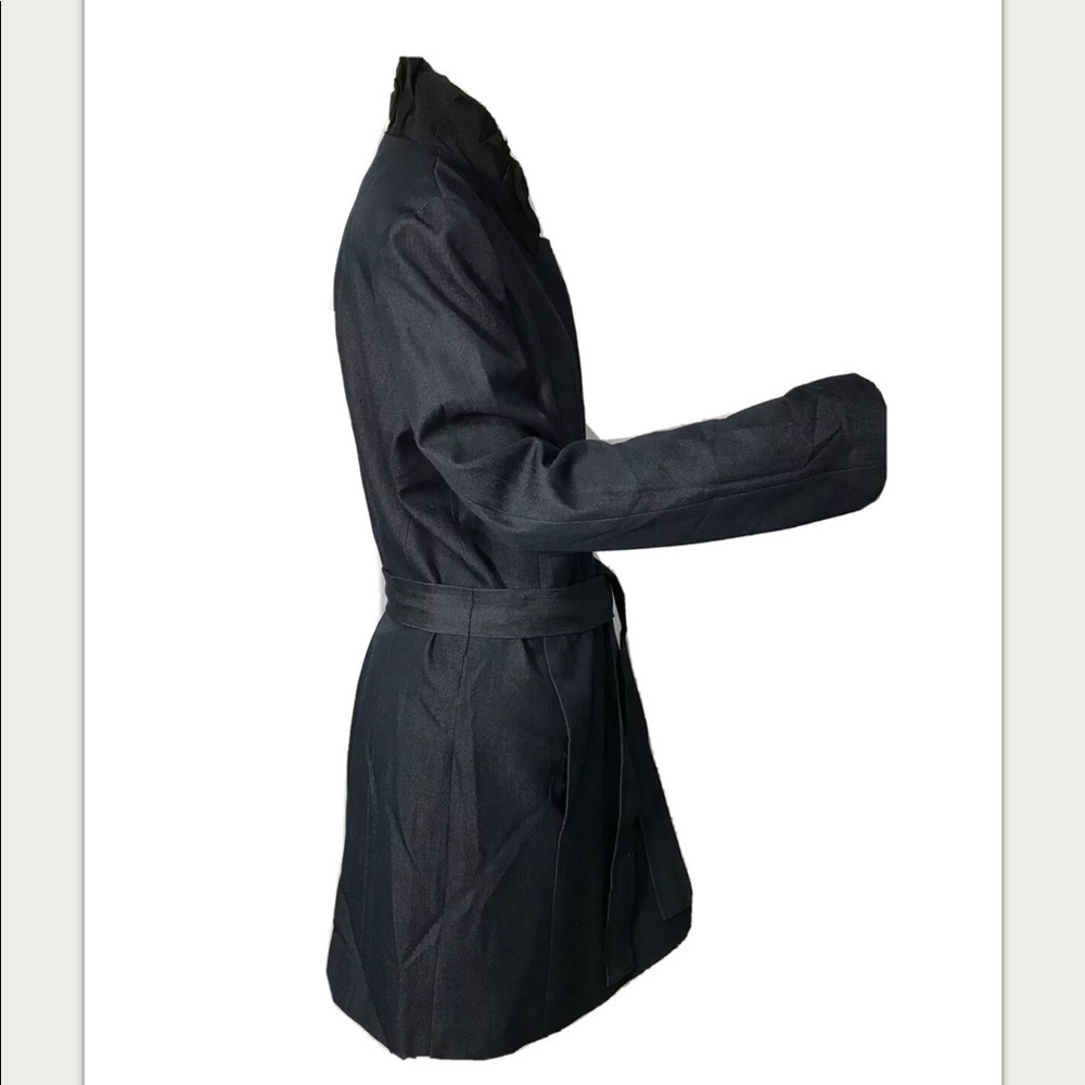 Tahari ruffle mock neck trench coat Large - Picture 5 of 8